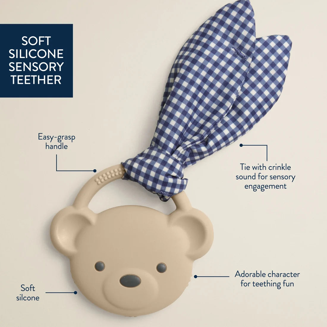 Itzy Ritzy Taupe Bear Crinkle Crew Sensory Teether