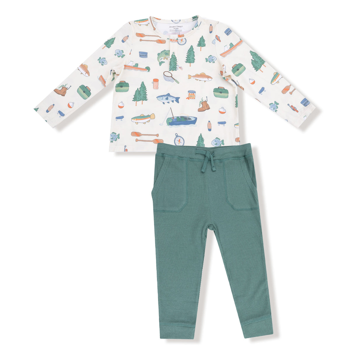 Angel Dear Fishing Things Henley Top & Waffle Jogger