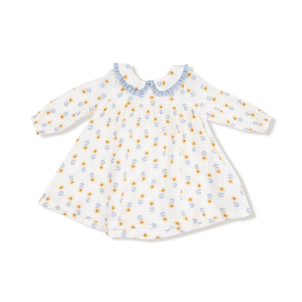 Angel Dear Western Sunflower Eyelet Dress & Ribbed Leggings