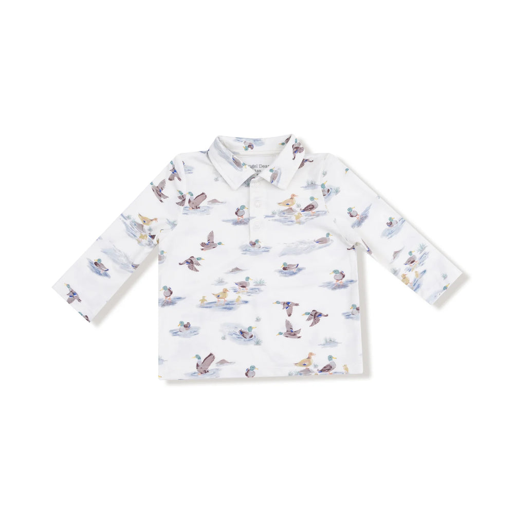 Angel Dear Migrating Mallards Longsleeve Polo Shirt and Bamboo Jogger Set