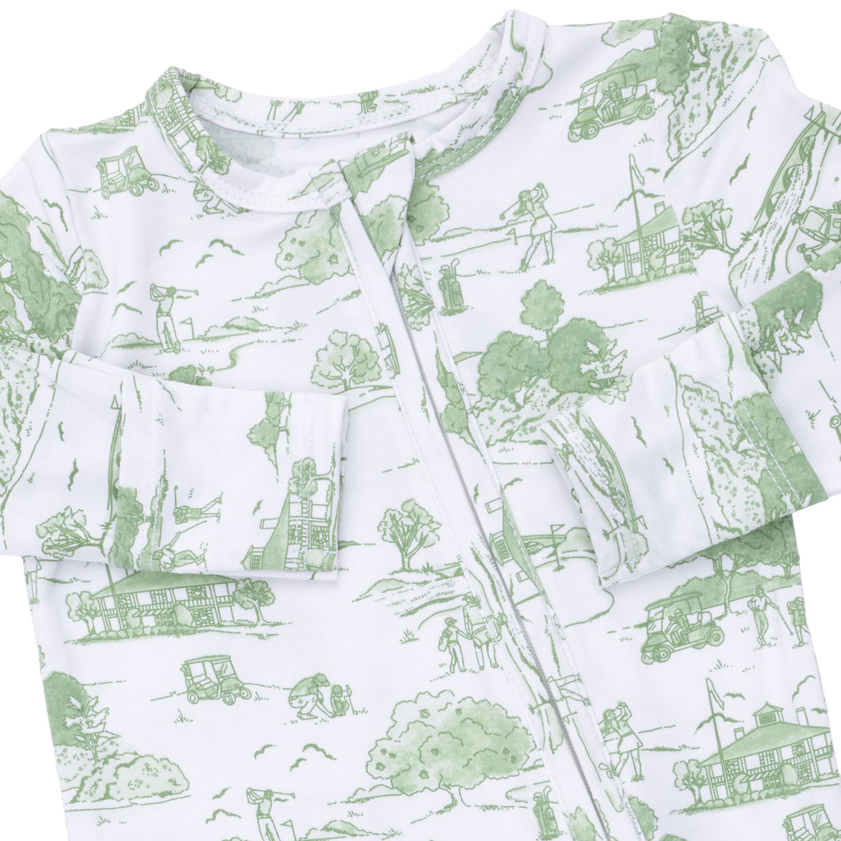 Angel Dear Golf Toile Green Bamboo 2-Way Zipper Footie