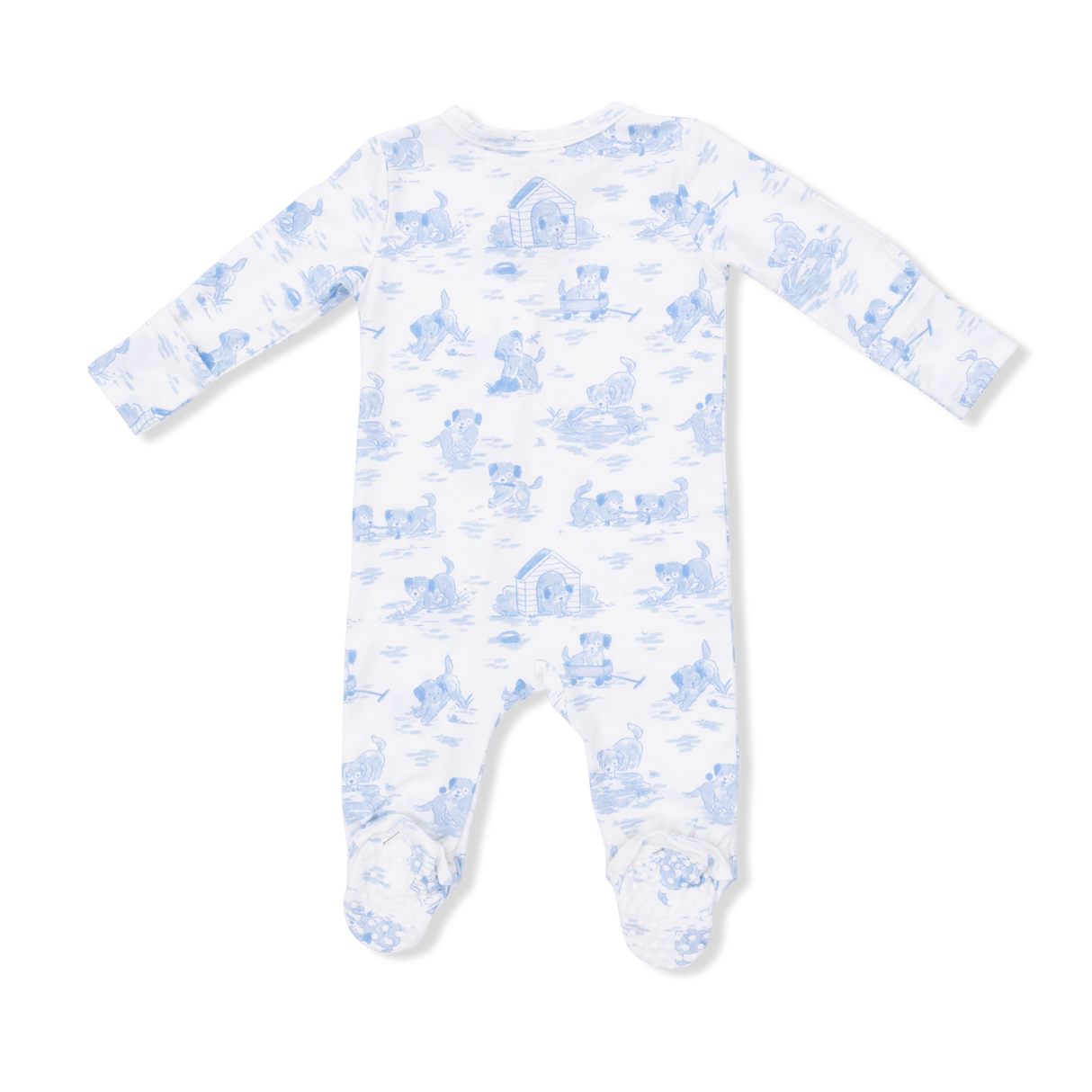 Angel Dear Puppy Toile Blue 2 Way Zipper Footie