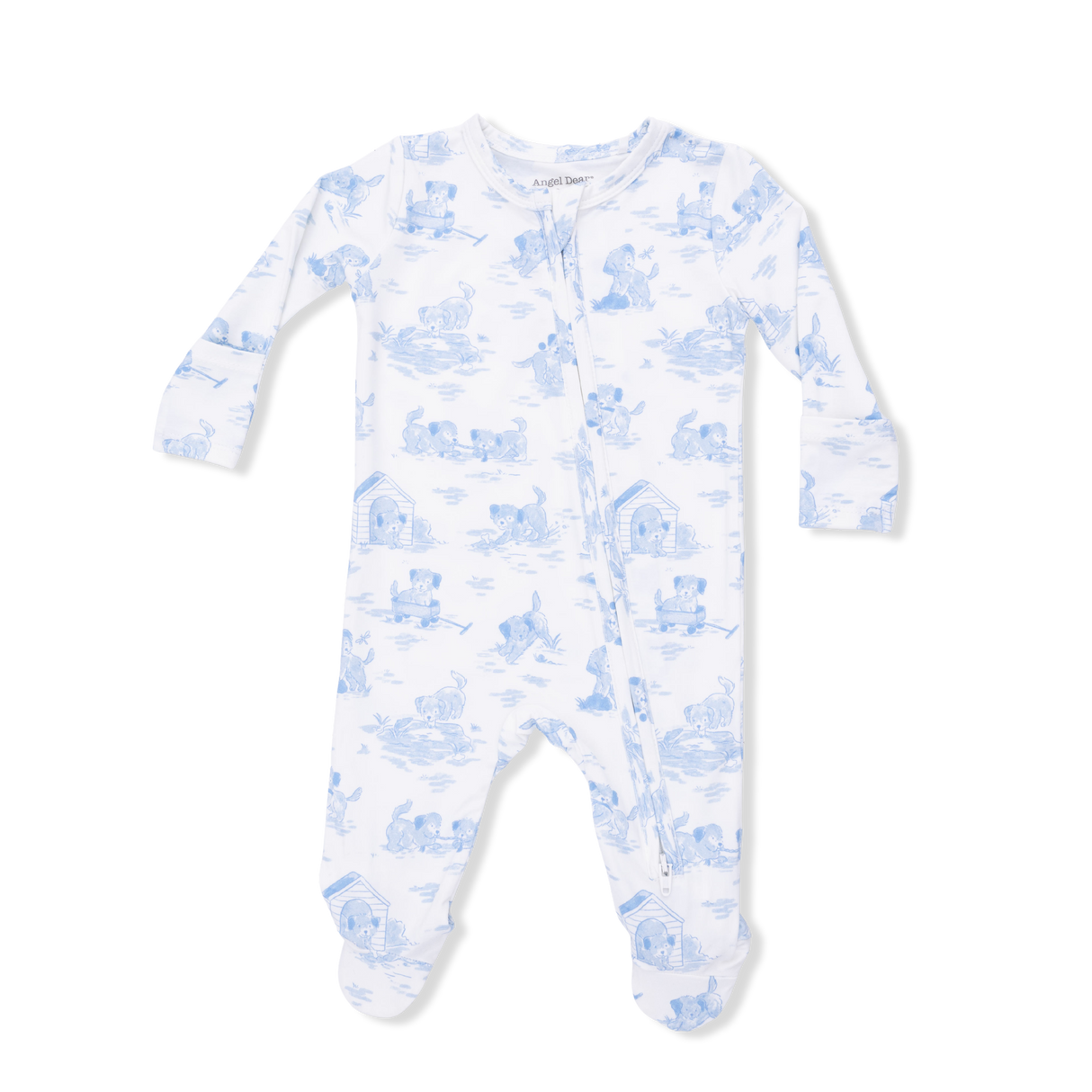 Angel Dear Puppy Toile Blue 2 Way Zipper Footie