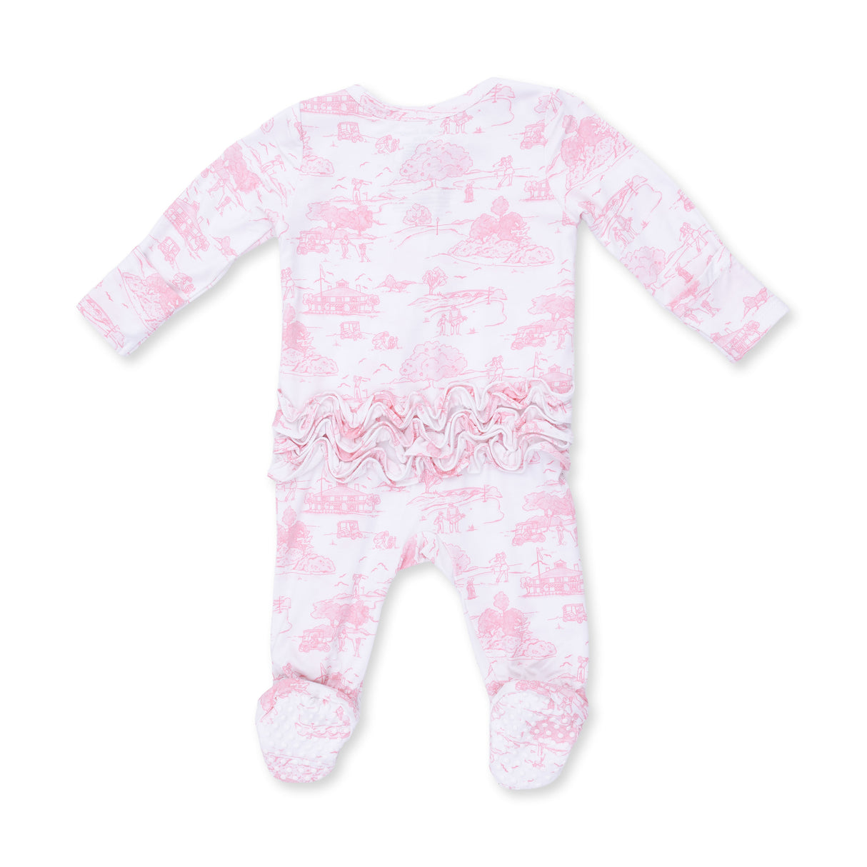 Angel Dear Golf Toile Pink Bamboo 2-Way Ruffle Zipper Footie