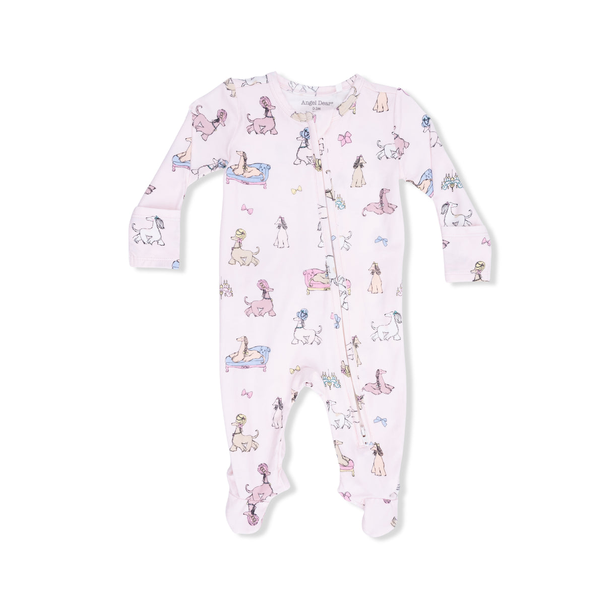 Angel Dear Fancy Hounds w/ Bows 2-Way Ruffle Back Zipper Footie