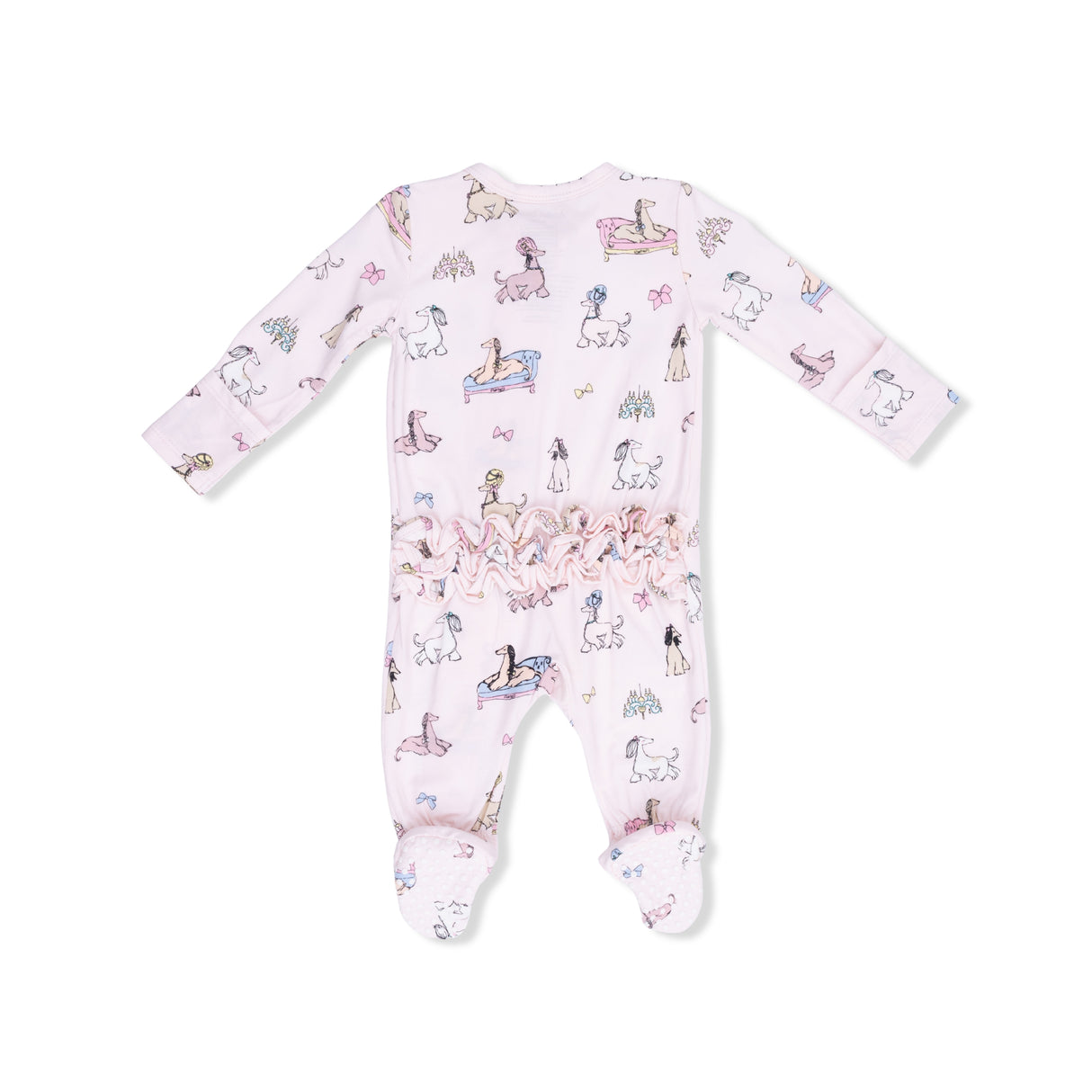 Angel Dear Fancy Hounds w/ Bows 2-Way Ruffle Back Zipper Footie