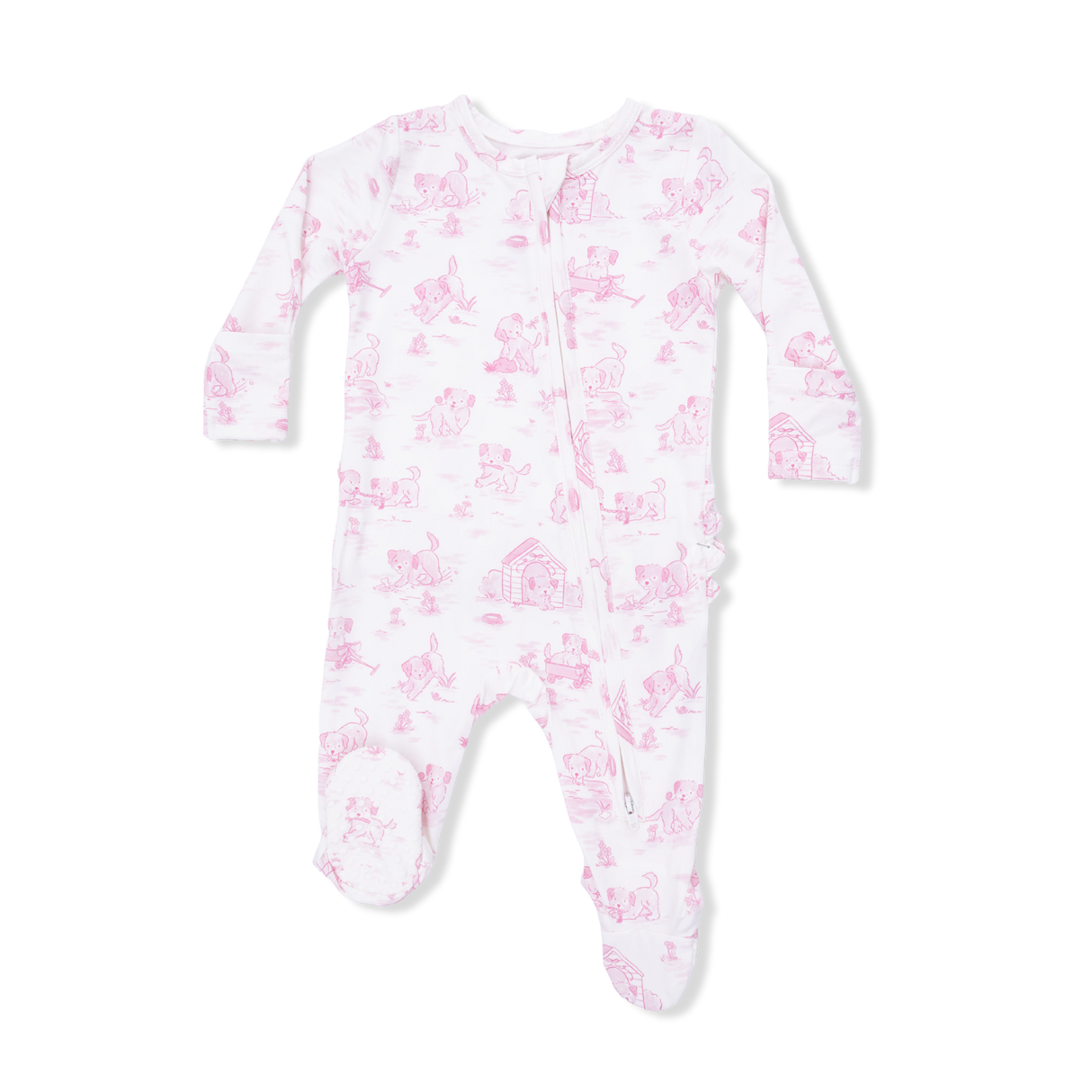 Angel Dear Puppy Toile Pink 2 Way Zipper Footie