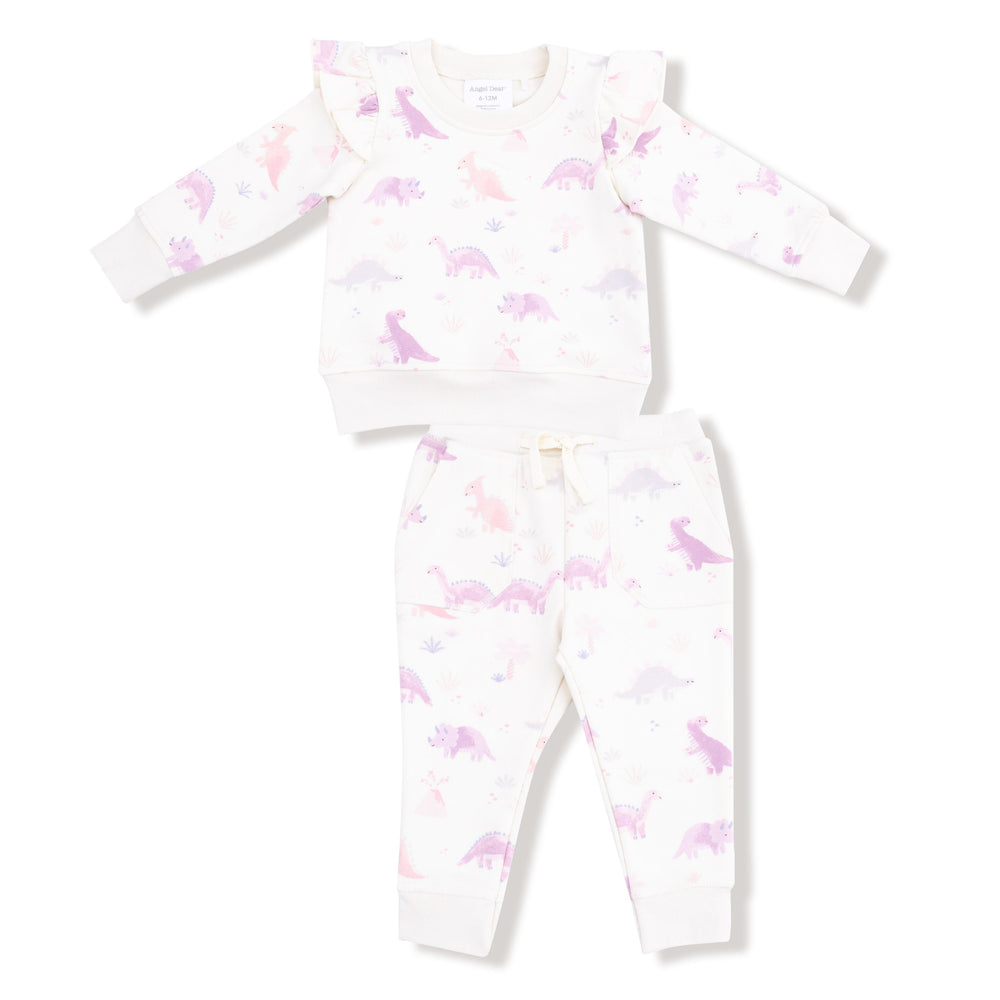 Angel Dear Soft Dinos Purple Ruffle Sweatshirt & Jogger Set