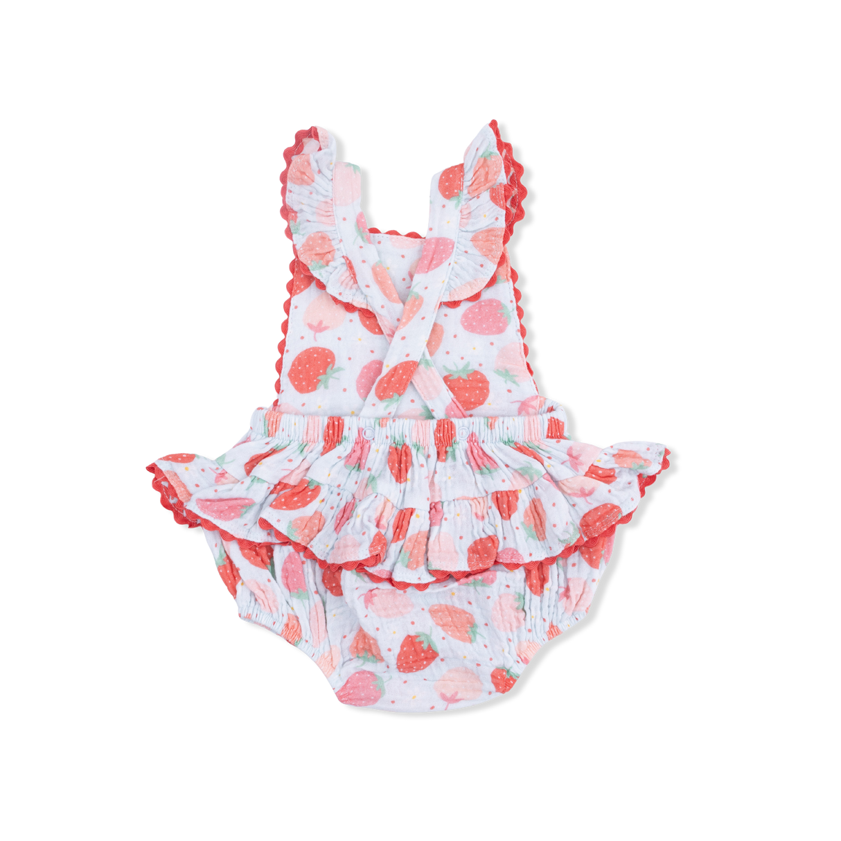 Angel Dear Strawberry Bliss Ric Rac Ruffle Sunsuit
