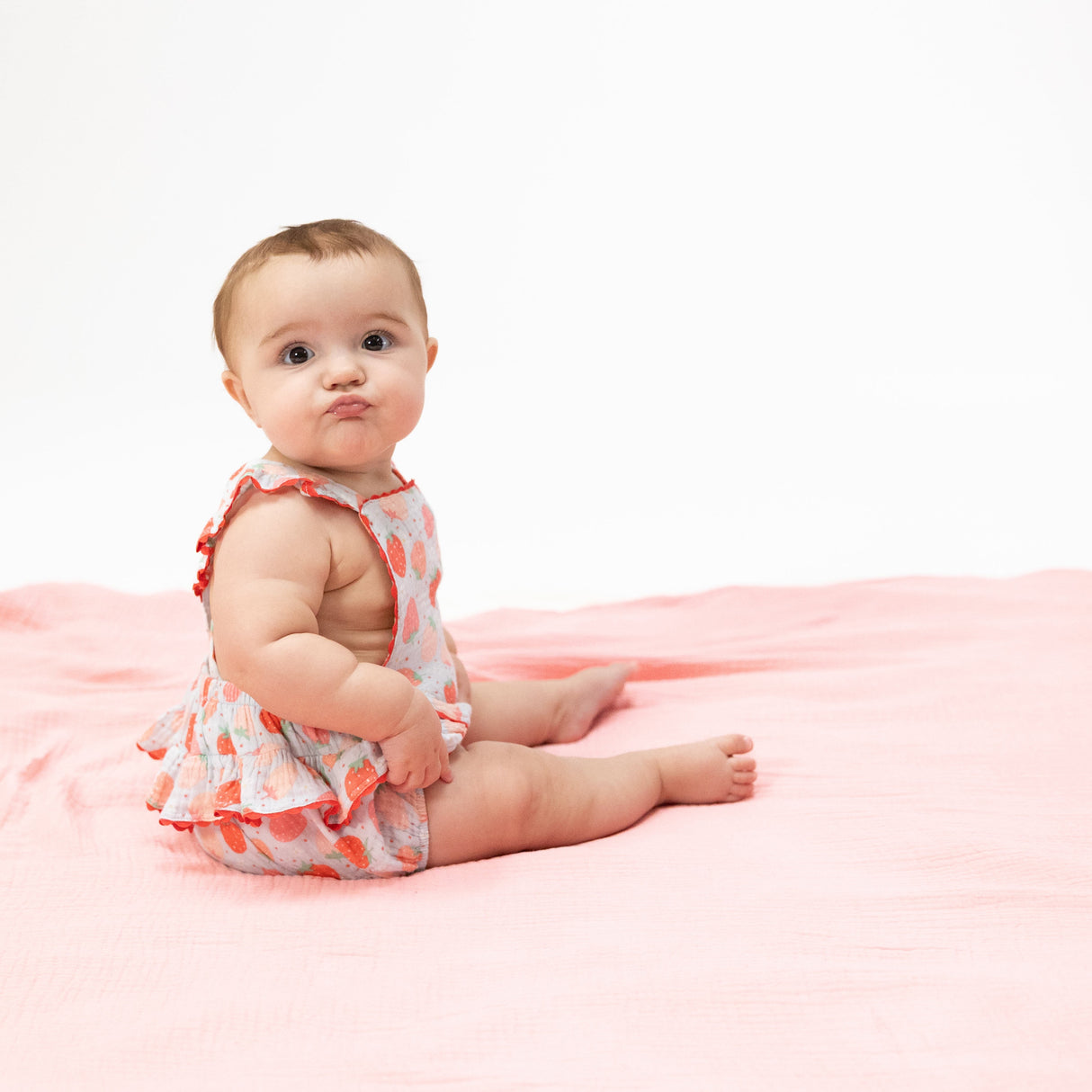Angel Dear Strawberry Bliss Ric Rac Ruffle Sunsuit