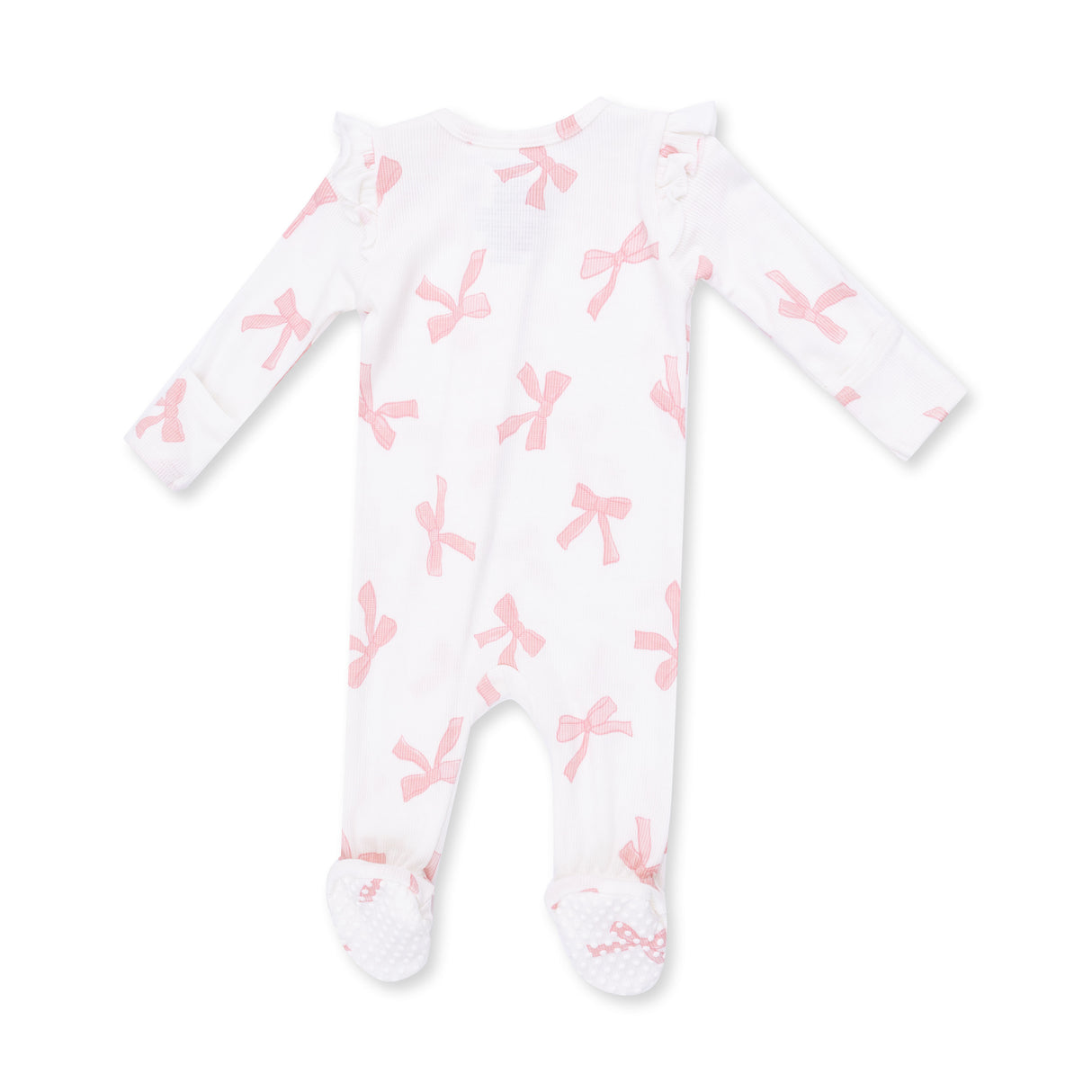 Angel Dear Pretty Bows Bamboo 2-Way Ruffle Sleeve Zipper Footie