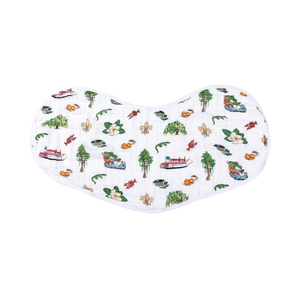 Louisiana Baby Gift Bundle: Bamboo Muslin Swaddle Blanket and Bib