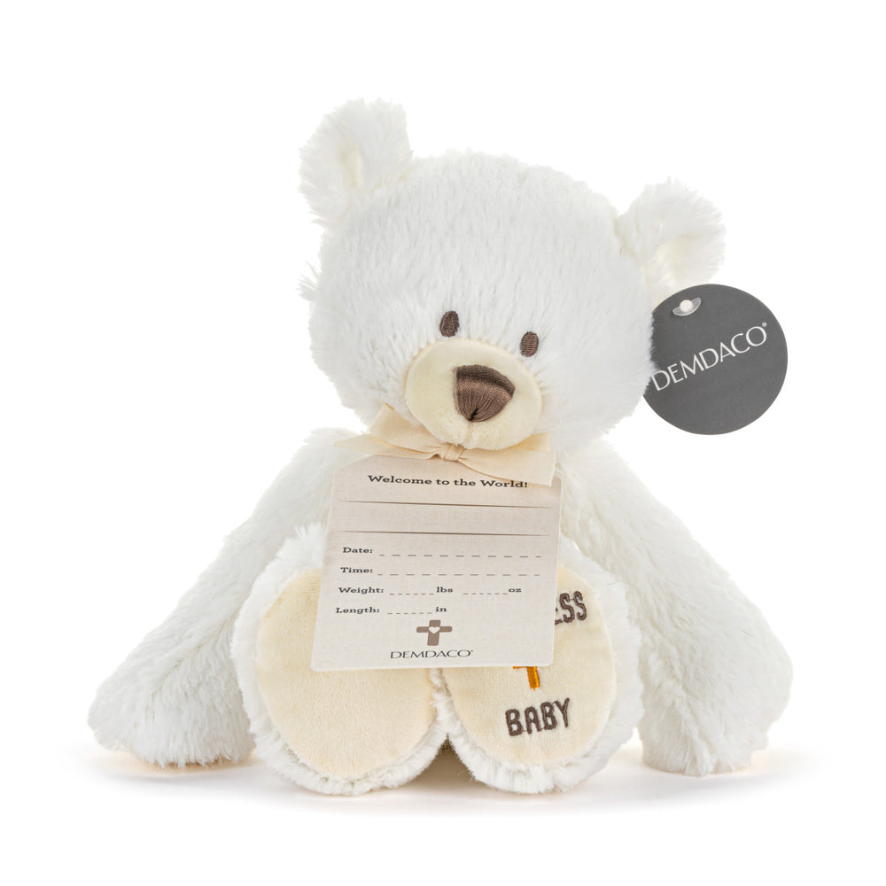 Demdaco Celebrate Me | God Bless Baby White Plush Teddy Bear