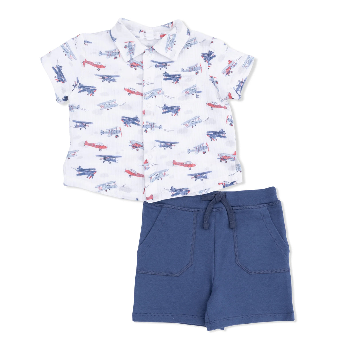 Angel Dear Vintage Planes Polo Button Down w/ Everyday Short