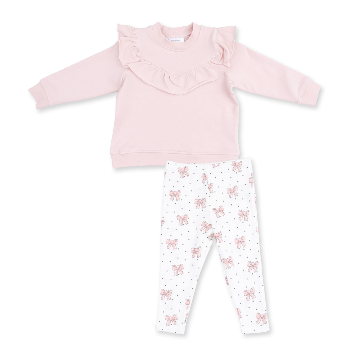 Angel Dear Veiled Pink Bows Ruffle Sweatshirt & Legging