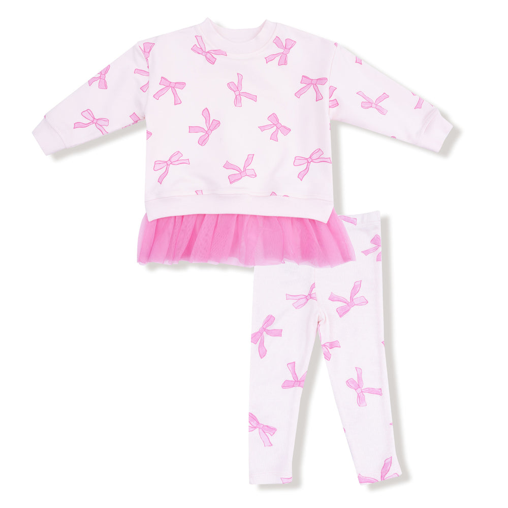 Angel Dear French Terry Pretty Bows | Ruffle Sweatshirt & Ribbed Leggings
