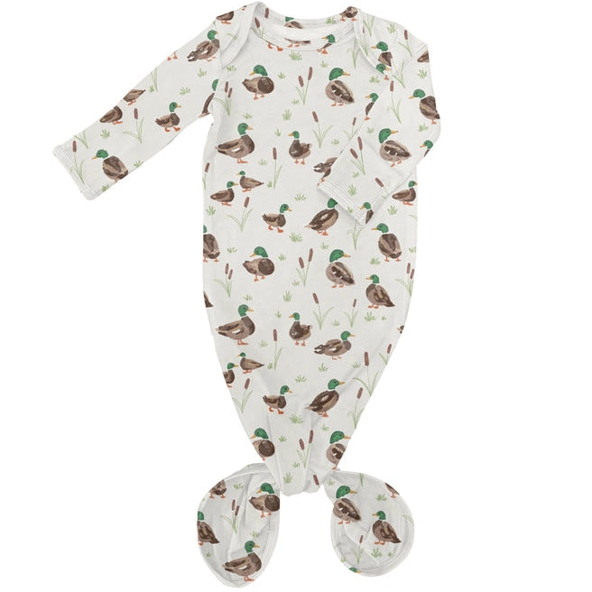 Goosies Mallard Drake Bamboo Knotted Infant Gown | 0-3M
