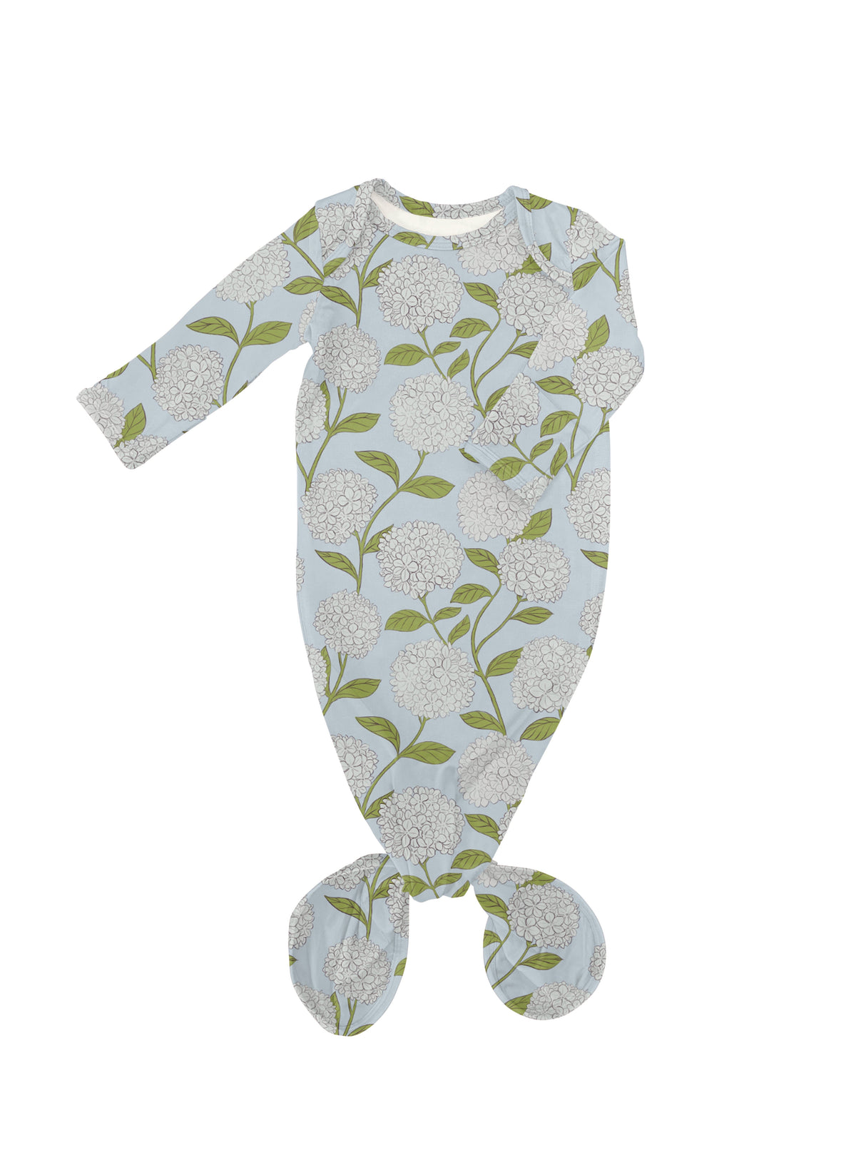 Goosies Hydrangeas Bamboo Knotted Infant Gown | 0-3M
