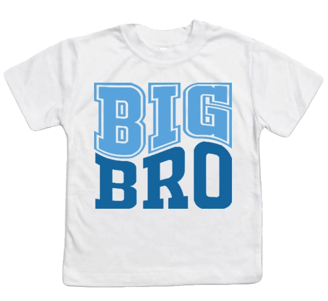Big Bro Birth Announcement Tee Shirt | Silver and Blue Letters