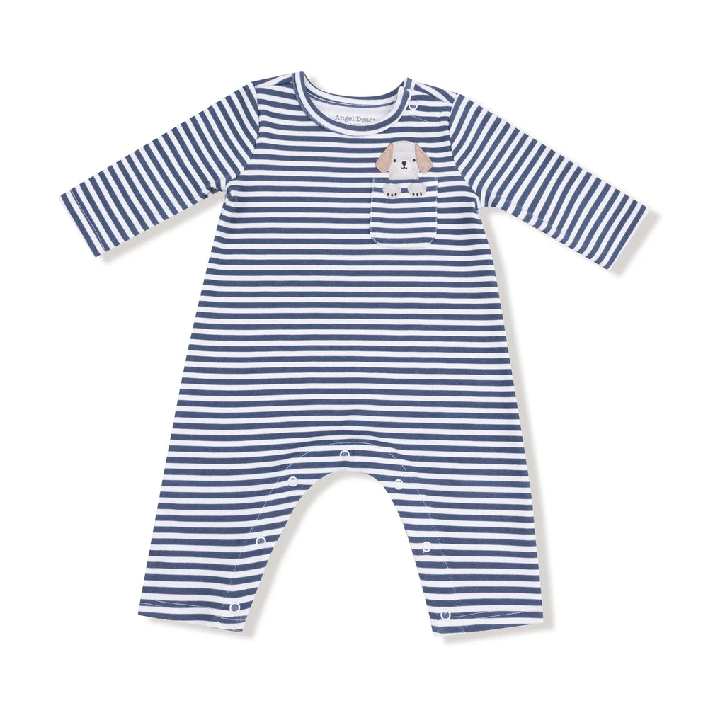Angel Dear Stripe Puppy Pocket Romper