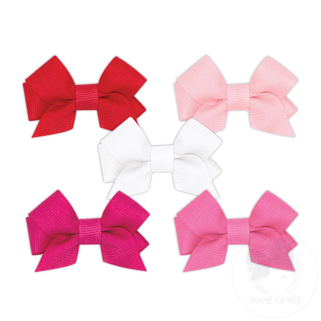 Wee Ones White/Pink multipack 5 grosgrain bows