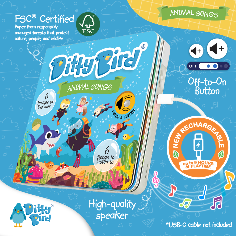 Animals Songs Ditty Bird Musical Board Book | USB-C Rechargeable
