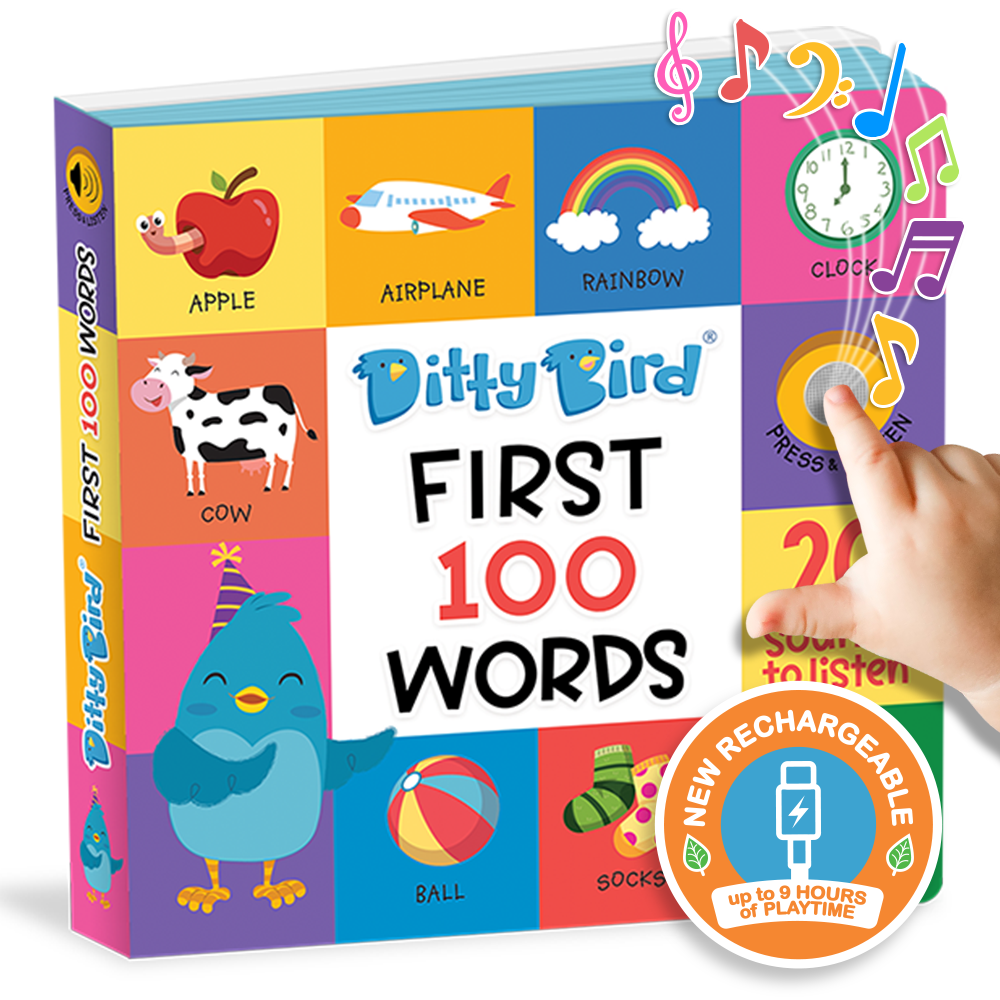 First 100 Words Ditty Bird Musical Board Book | USB-C Rechargeable