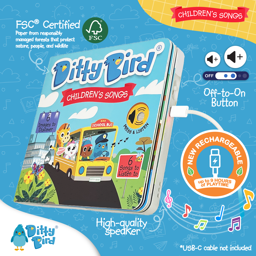 Children's Songs Ditty Bird Musical Board Book | USB-C Rechargeable