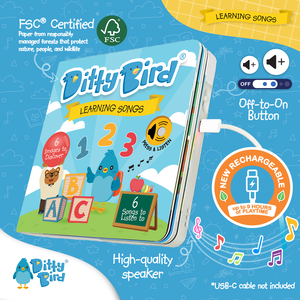 Learning Songs Ditty Bird Musical Board Book | USB-C Rechargeable