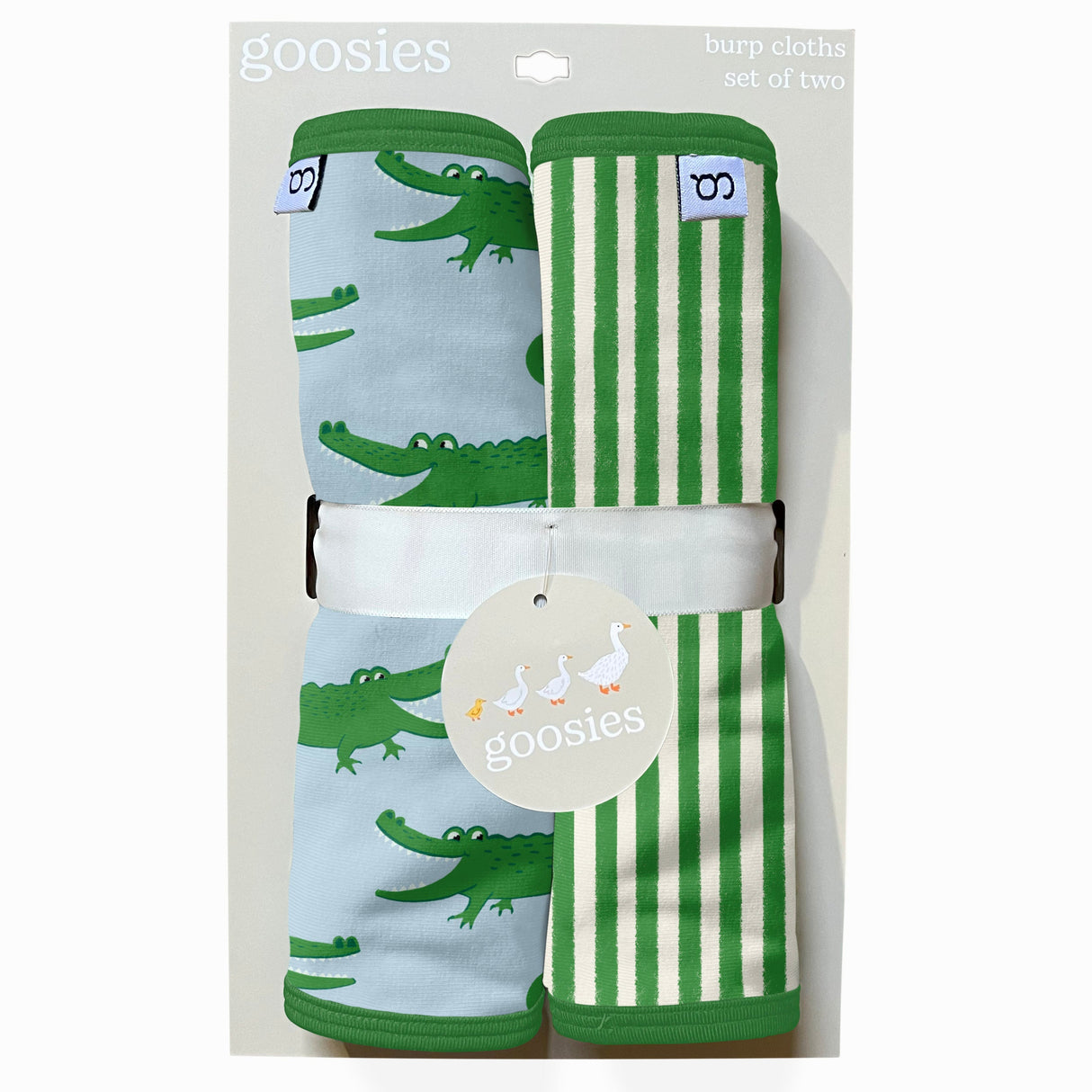 Goosies Blue Alligators Bamboo Burp Cloths 2-Pack Set