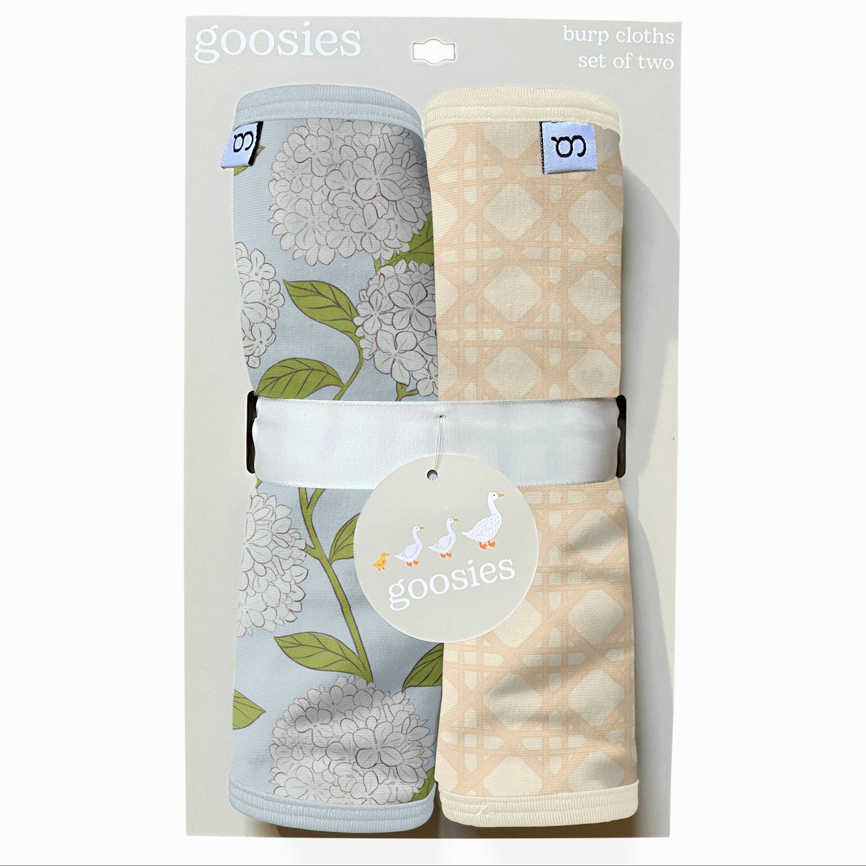 Goosies Hydrangeas Bamboo Burp Cloths 2-Pack Set