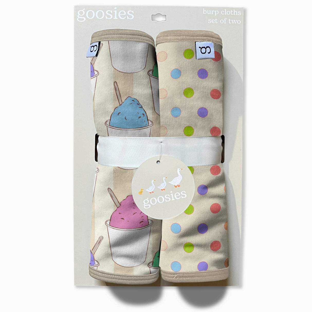 Goosies Sno Cones Bamboo Burp Cloths 2 Pack Set