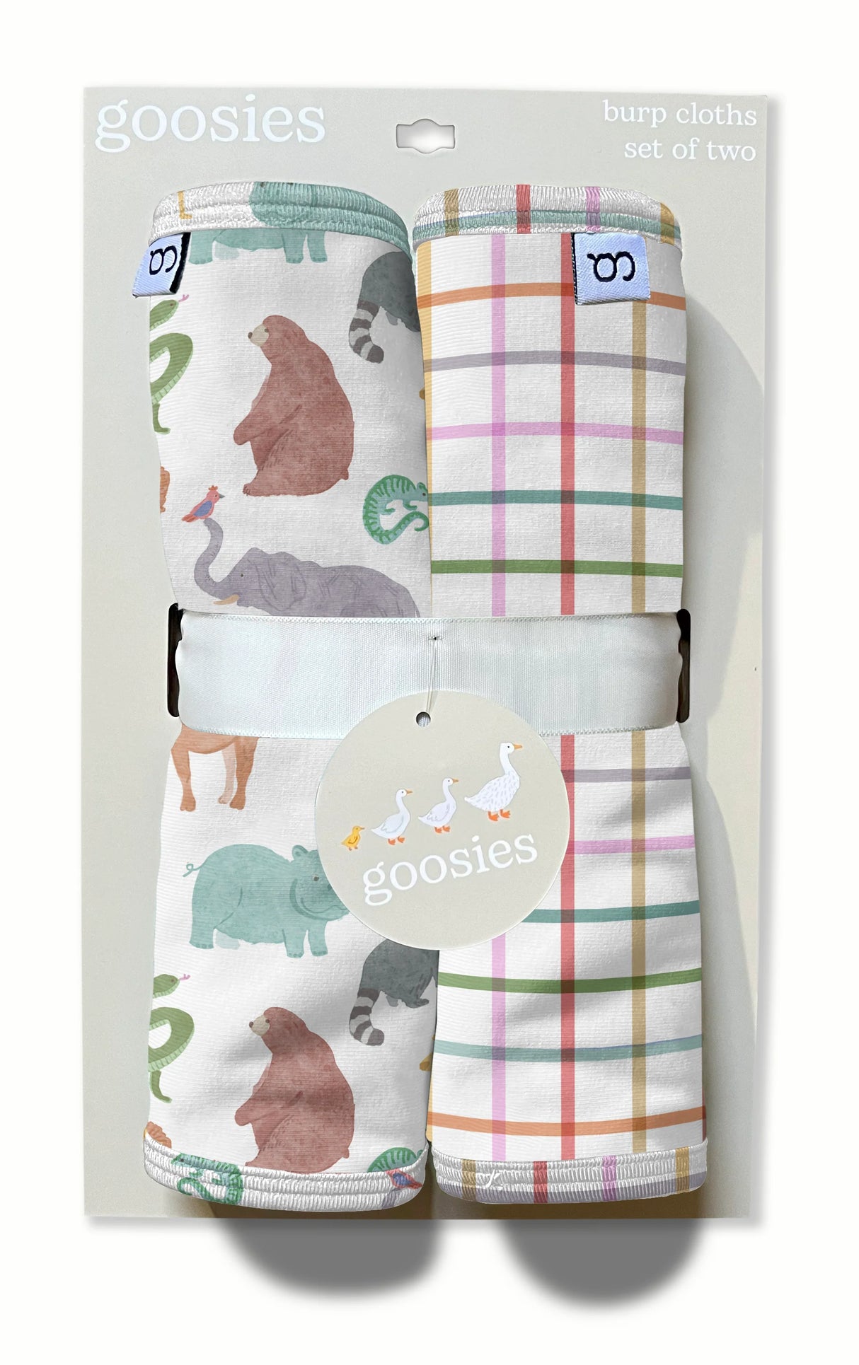 Goosies Zoo Crew Bamboo Burp Cloths 2 Pack Set