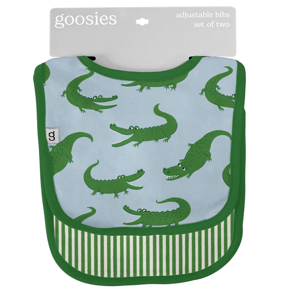 Goosies Blue Alligators Bamboo Bibs 2 Pack Set