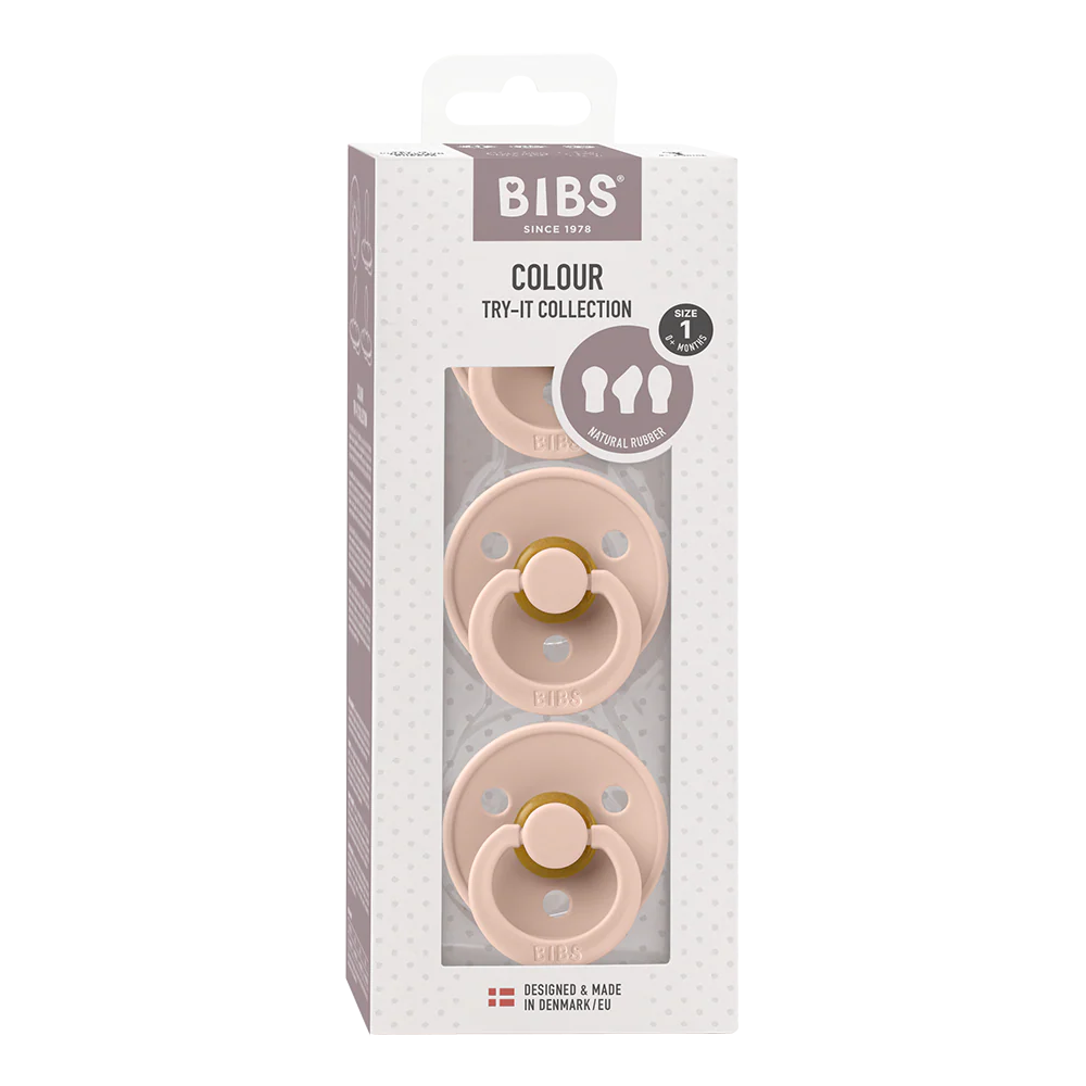 BIBS Try-It Pacifier Collection 3 Pack (Size 1) | 0-6m Blush