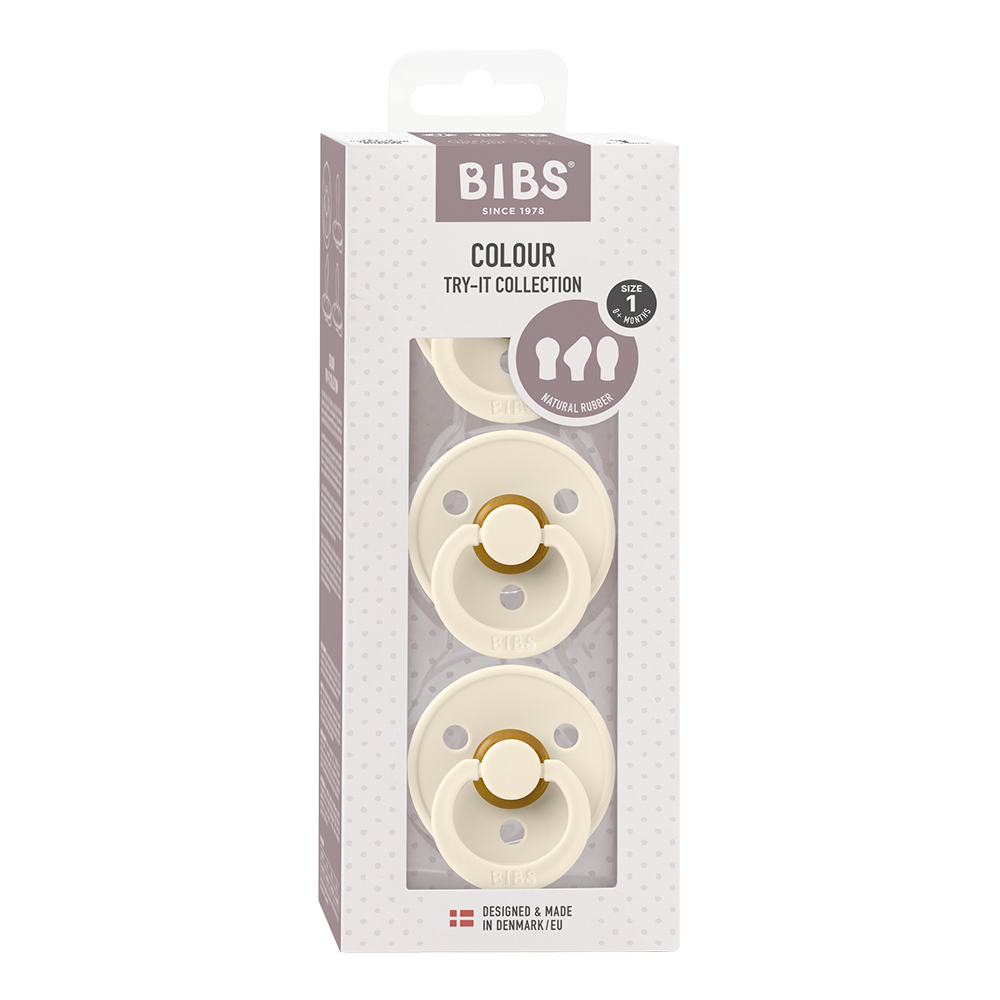 BIBS Try-It Pacifier Collection 3 Pack (Size 1) | 0-6m Ivory