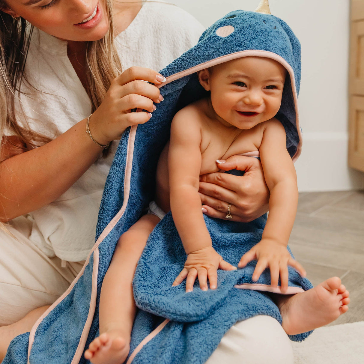 Copper Pearl Nori Narwhal | Premium Knit Character Hooded Towel