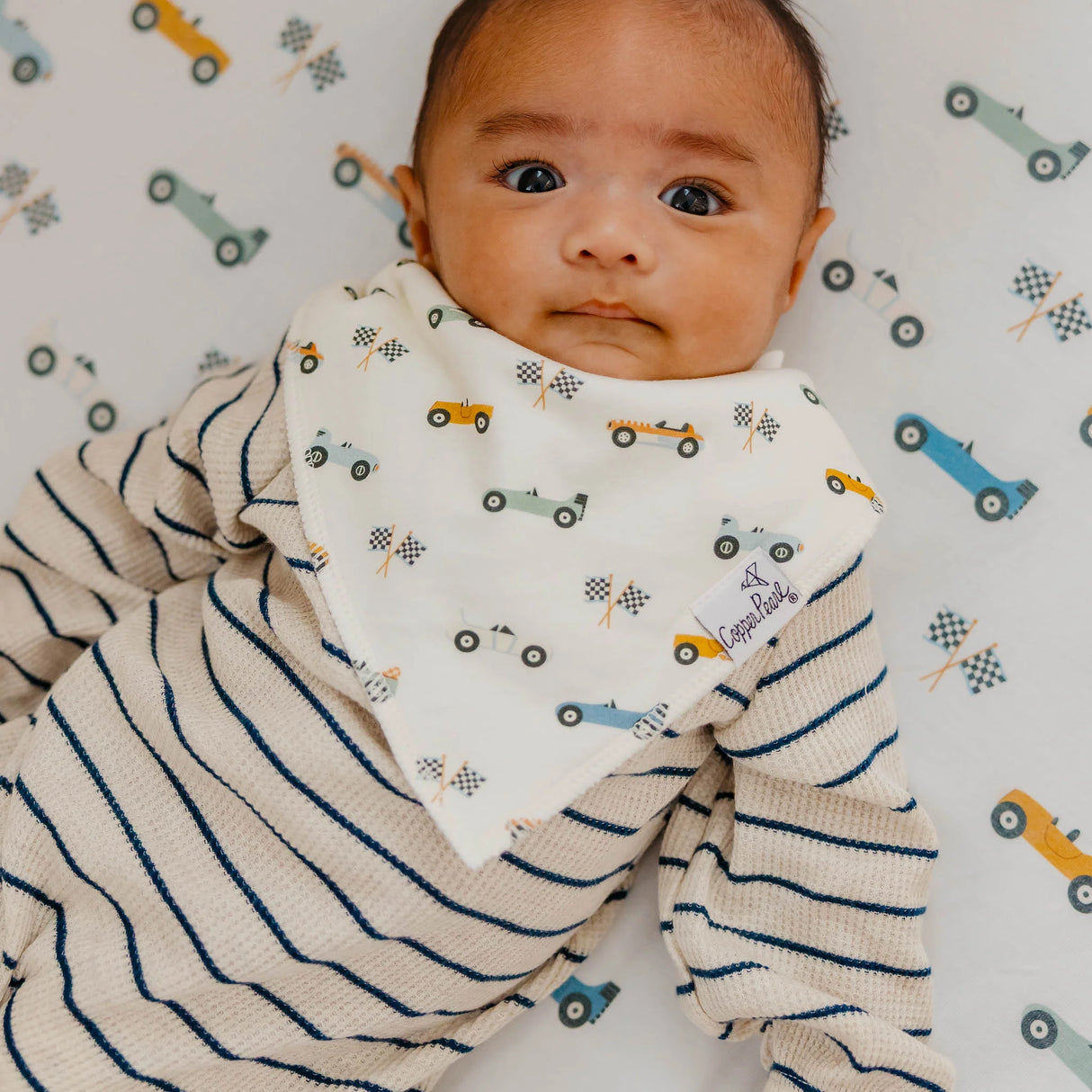 Copper Pearl Baby Bandana Bib 4-Pack Set | Speedster