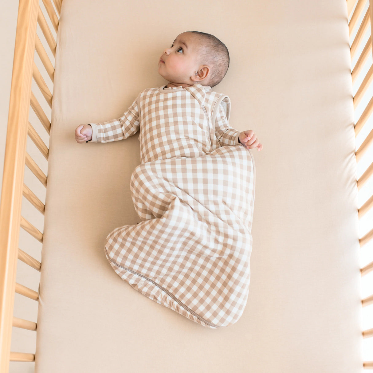 Kyte Bamboo Sleep Bag 1.0 TOG | Gingham Bisque