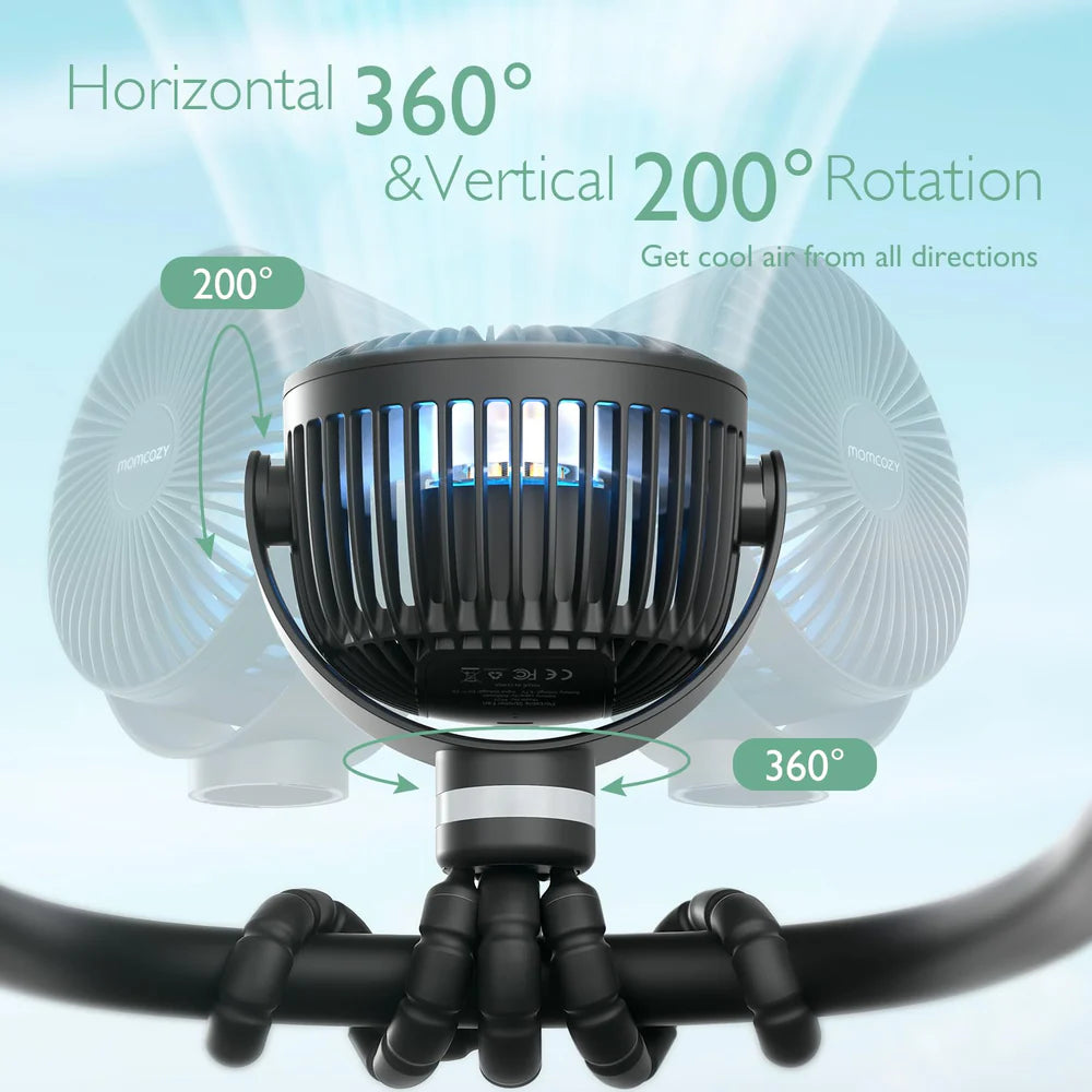 Momcozy Portable Stroller Fan | Black