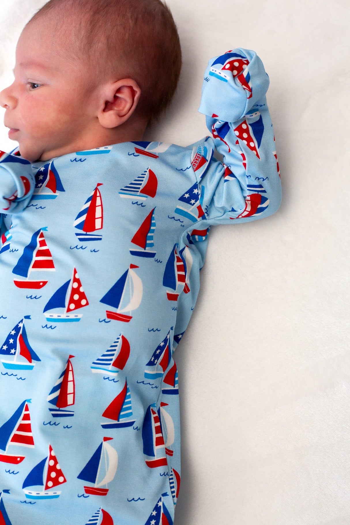 Goosies Sail Away Bamboo Knotted Infant Gown | 0-3M