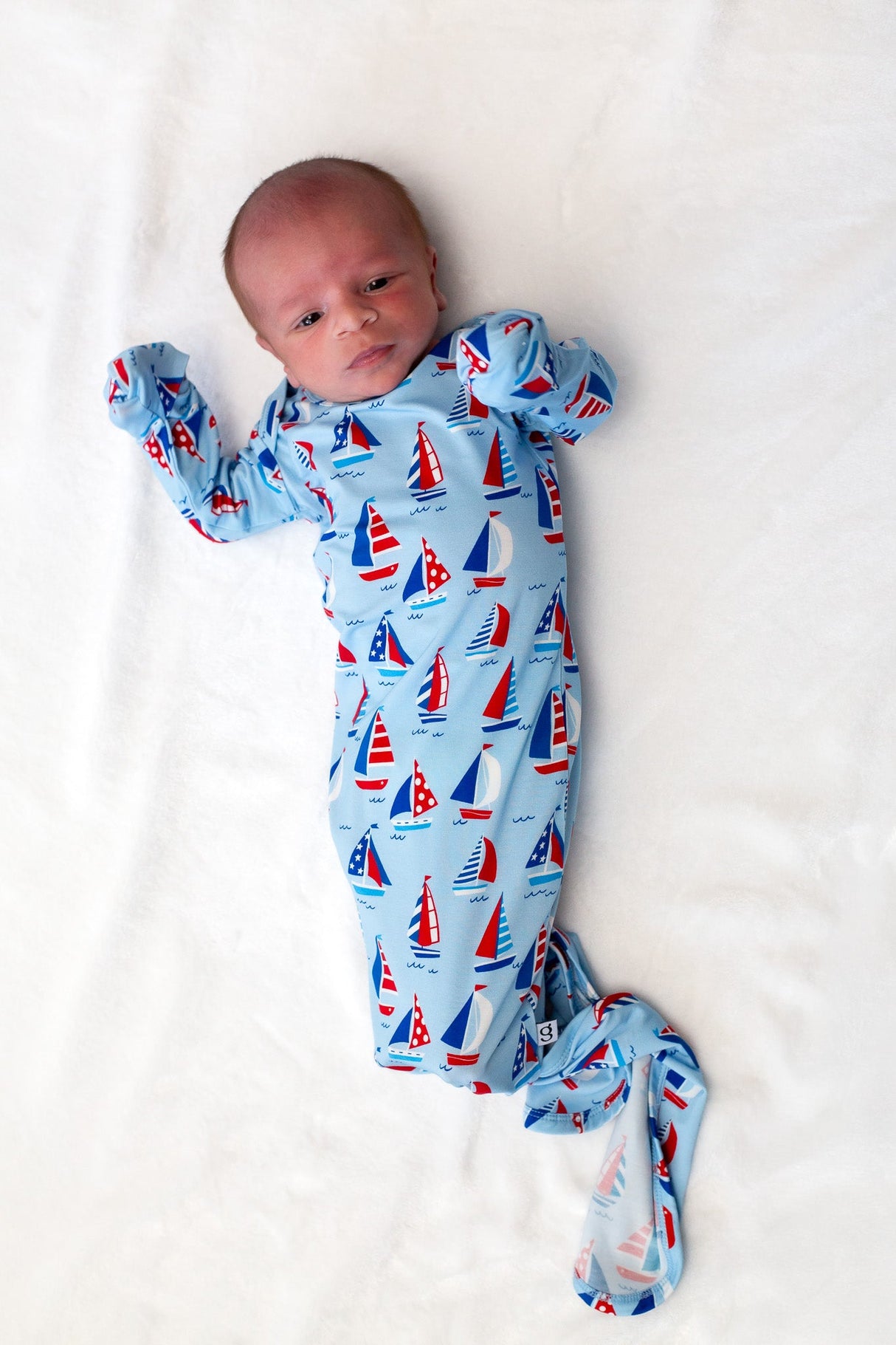 Goosies Sail Away Bamboo Knotted Infant Gown | 0-3M