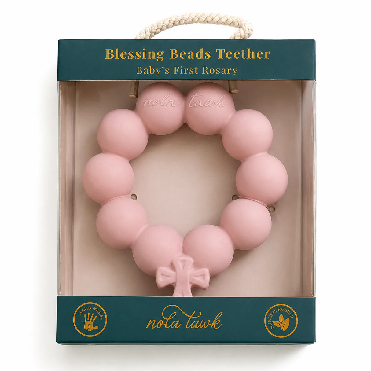 Nola Tawk Pink Blessing Beads Natural Rubber Teether and Bath Toy