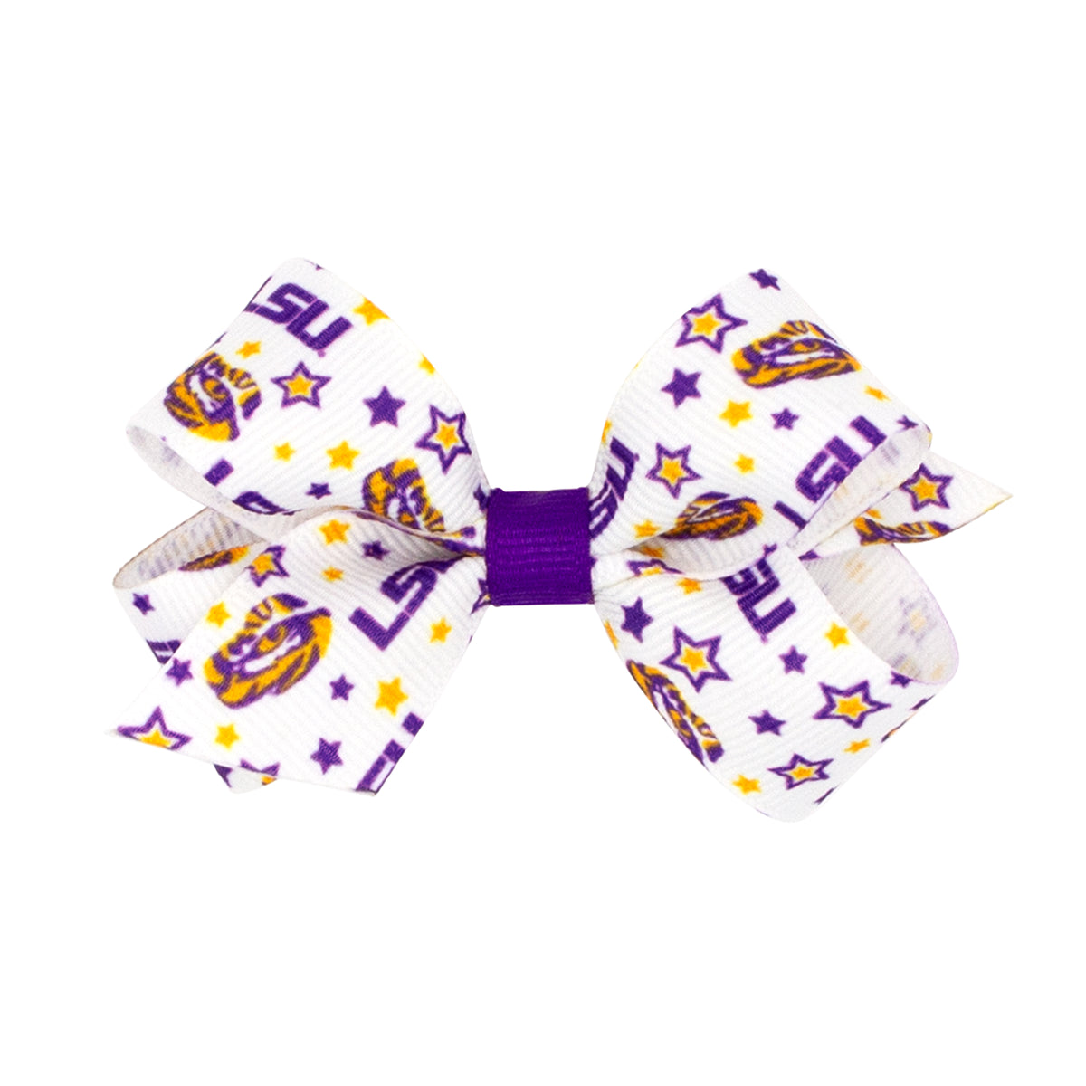 LSU Mini College Checkerboard Print Bow
