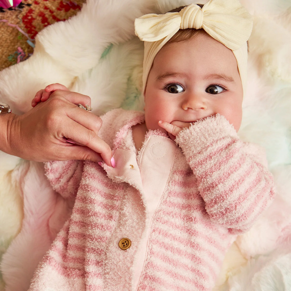 Magnetic Me Chenille Pink Sweater Romper