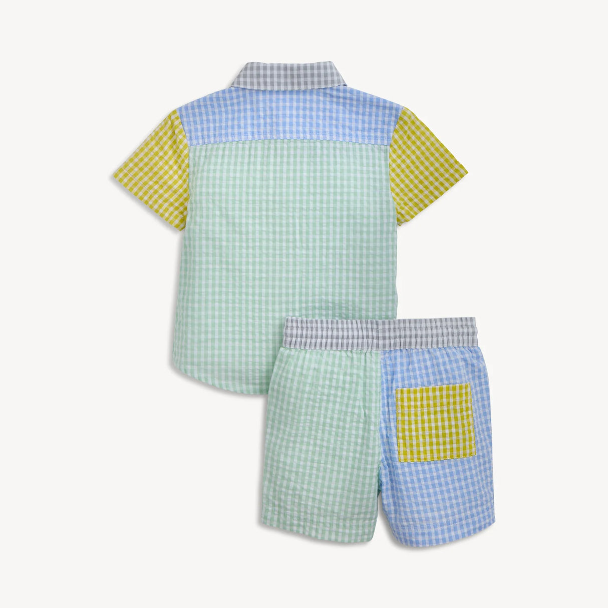 Magnetic Me Multi Gingham Woven Collar Shirt & Short Set