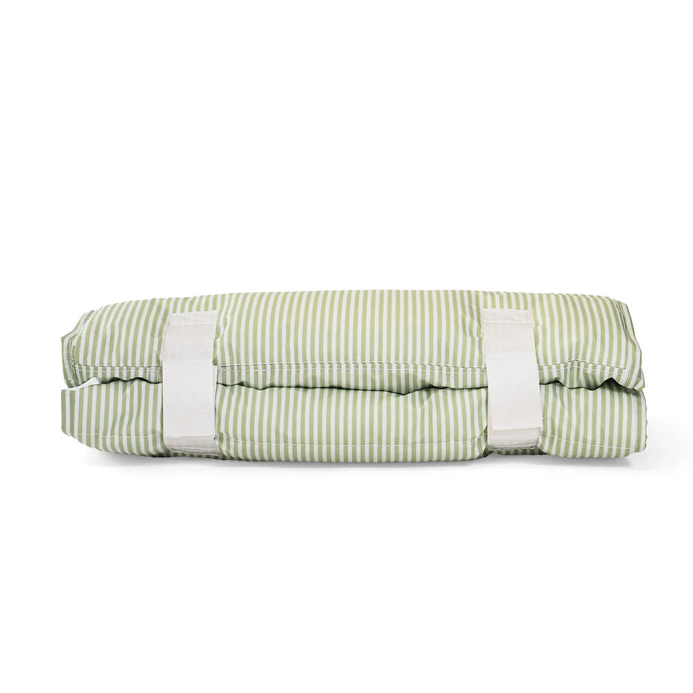 TRVL Design Rest Up Coated Nap Mat with Pillow | Pimlico Stripe Sage