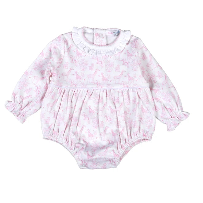 Baby Loren Pink Baby Safari Hand Smock Bishop Bubble