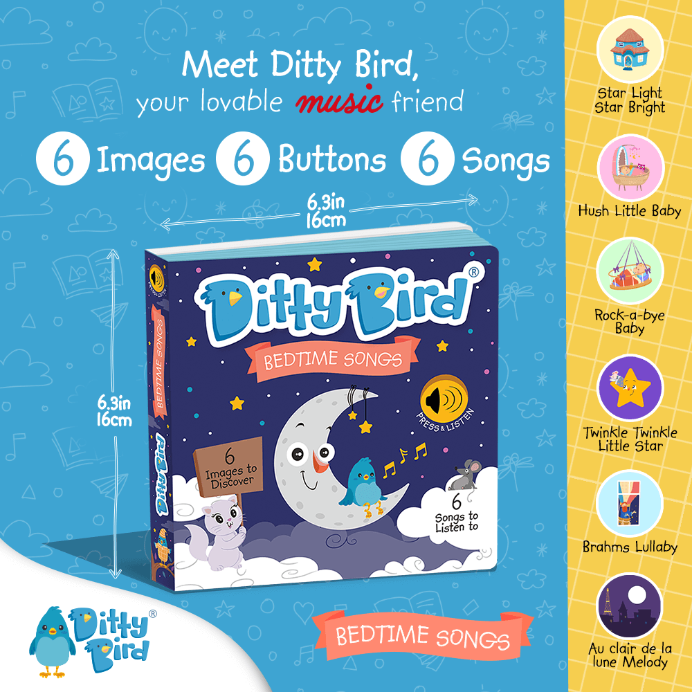 Bedtime Songs Ditty Bird Musical Board Book | USB-C Rechargeable