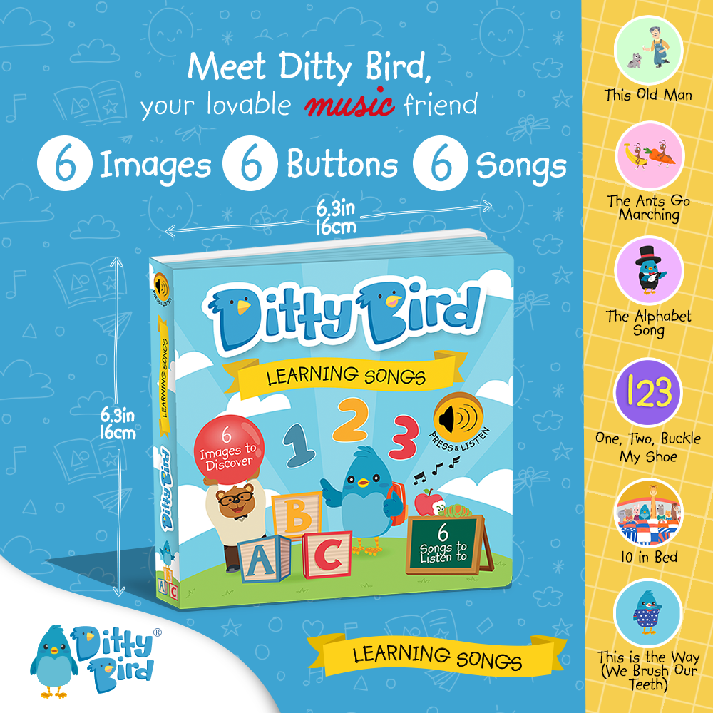 Learning Songs Ditty Bird Musical Board Book | USB-C Rechargeable